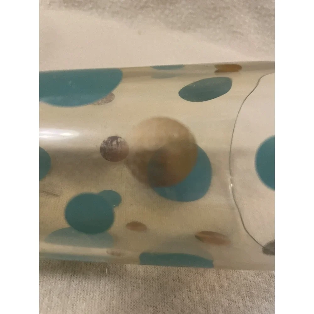 MCM Turquoise Blue & Gold Dot Glass Retro Vintage 5 1/4
